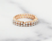 2 Line Cz 14K Yellow Gold