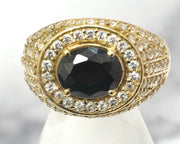 Black Cz Ring 14K Yellow Gold