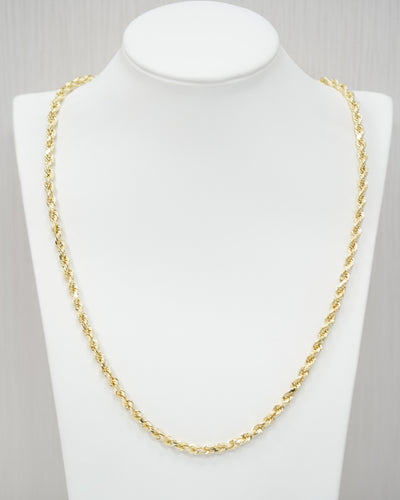 Hollow Rope Chain 14k Yellow Gold