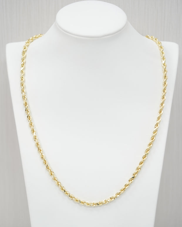 Hollow Rope Chain 14k Yellow Gold