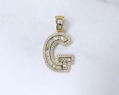 Letter G CZ 14K Yellow gold