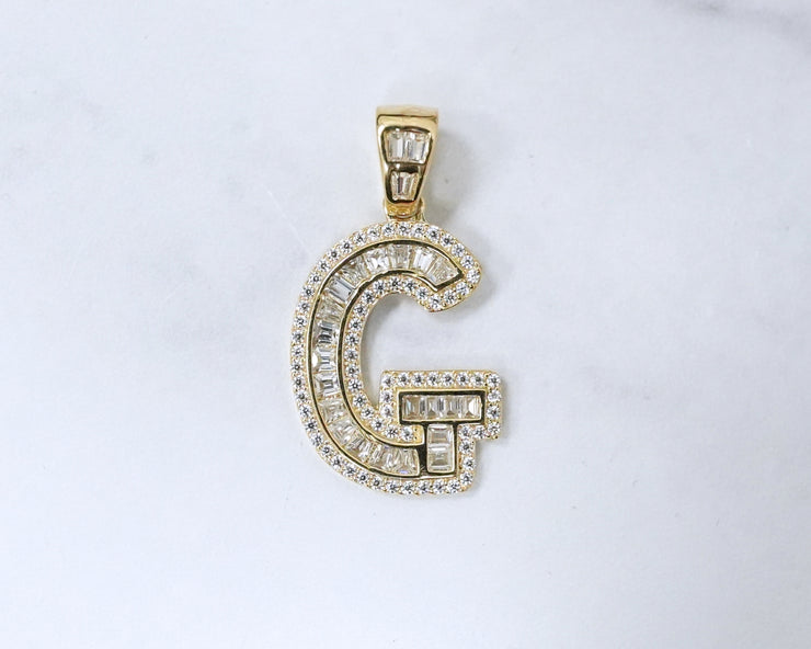 Letter G CZ 14K Yellow gold