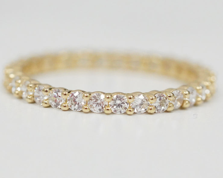 CZ Ring Halo 14K Yellow Gold